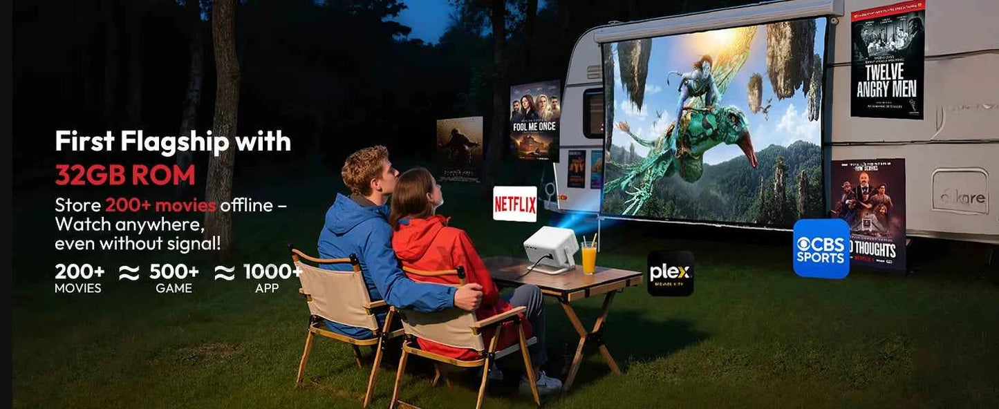 XGODY Gimbal N6 Pro 4K Projector Netflix Officially 700 Ansi Native 1080P Auto Focus Whale OS TV for Movie Home Theater