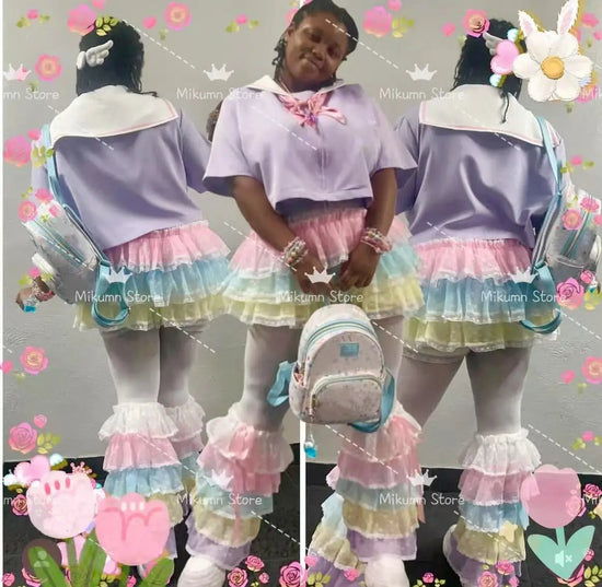 Mikumn Harajuku Sweet Lace Shorts Skirts Y2k Japanese Lolita Kawaii JK Ruffles Bloomers Women Elastic Waist Safety Short Pants SS69