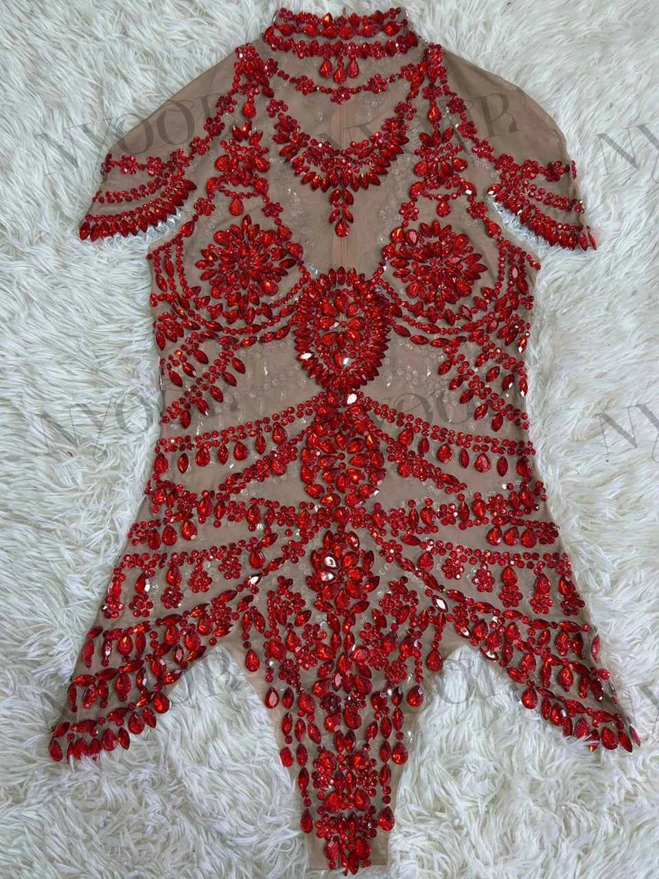 Sparkly Rhinestones Bodysuit Women Sexy Mesh Transparent Party Leotard Performance Dance Costume Singer Dancer Show Stage Wear