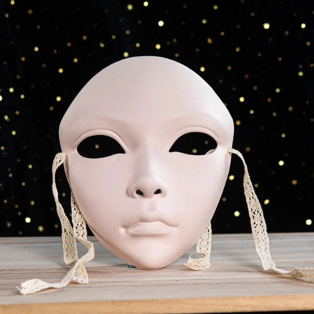 SS69 Ancient Style Full Face Mask, White Retro Hanfu Costume Prop for Adults