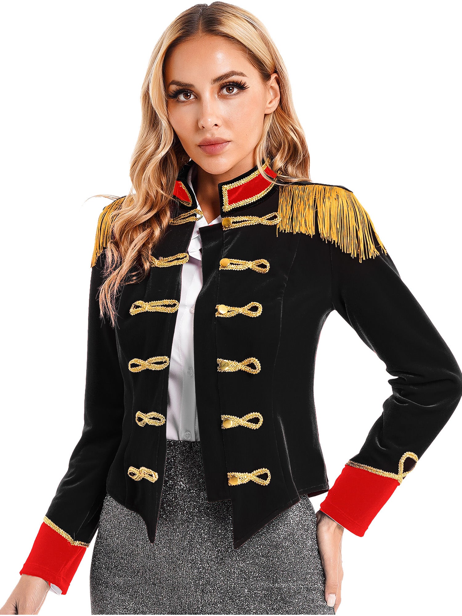 Women Circus Ringmaster Costume Showman Majorette Tassel Tailcoat Jacket Halloween Carnival Lion Tamer Cosplay Costumes