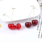 Anime JoJos Bizarre Adventure Earrings Kakyoin Noriaki Cherry Drop Earrings For Women Men Cosplay Ear Clip Jewelry Gift