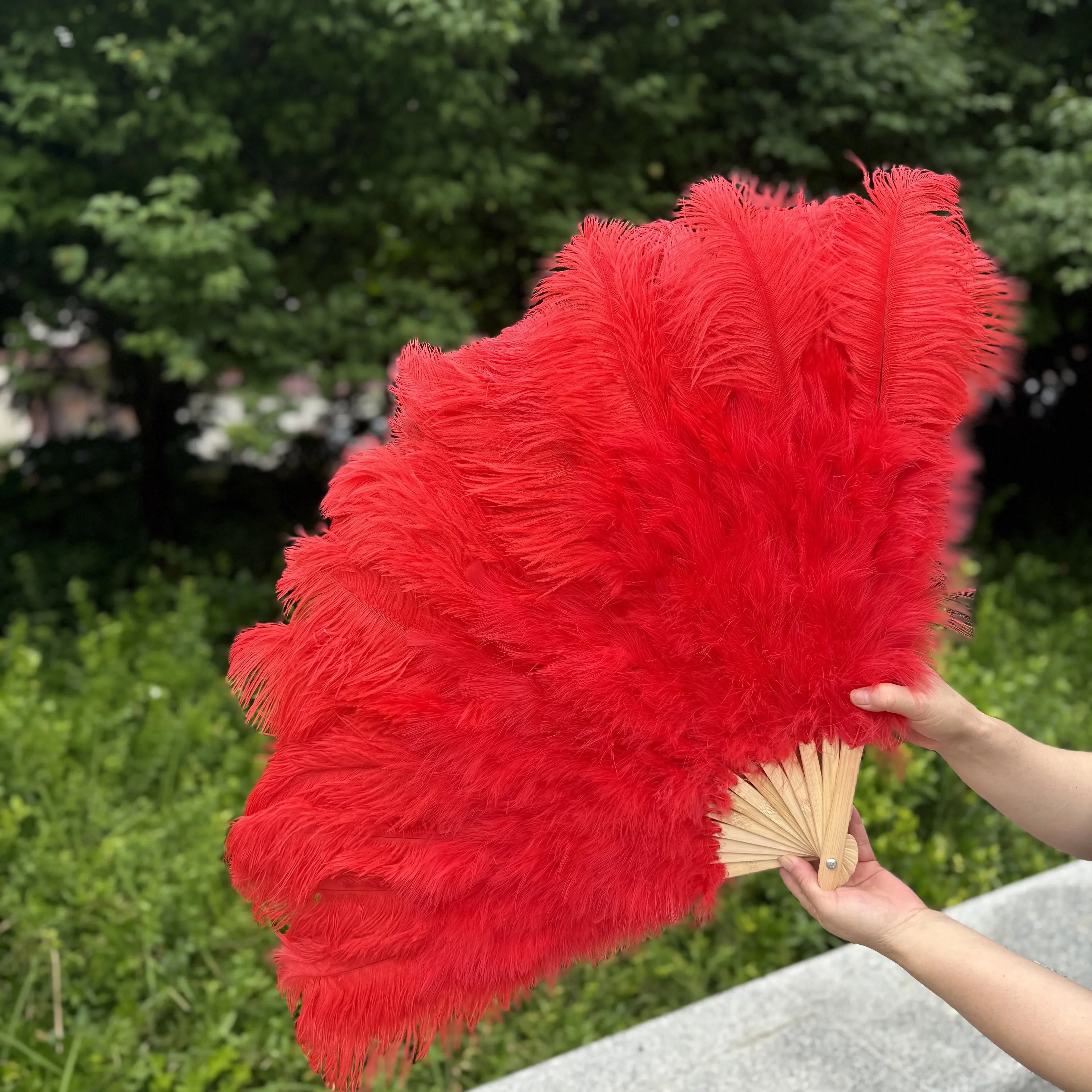 Large Ostrich Feather Fan 130cm - Carnival & Stage Performance