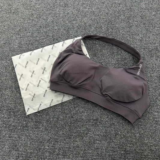 Dfyne Impact Sports Bra Women Seamless Halter Neck Strap Bras with Logo Padded Open Back Yoga Bra Medium Support Gym Crop Top SS69 21.69 DF6-6015 / L