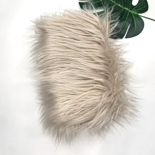 SS69 Faux Fur Fabric 8cm Long Pile 25x45cm Sheet for Cosplay and Patchwork