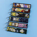 Sword Wind Legend Anime JOJO Wonderful Adventure Weaving Mark Keychain Sword Wind Legend Decorative Chain Fabric Key Pendant