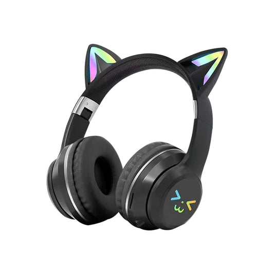 Gradient wireless Headphones RGB cute cat ear Bluetooth Earphones with microphone Stereo Music Game Earphone Girls Kids Gifts SS69 24.69 black