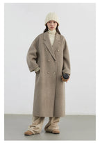 CHIC VEN Women Woolen Coat Double-breasted Basic Loose Casual Retro New Long Double-sided Female Overcoat Autumn Winter 2026