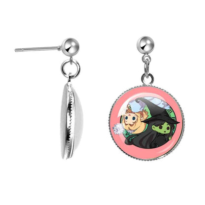 The Movie Wicked Elphaba&Linda Cosplay 20MM Glass Cabochon Earrings Jewelry Accessories Earring Jewelry Gift for Couple