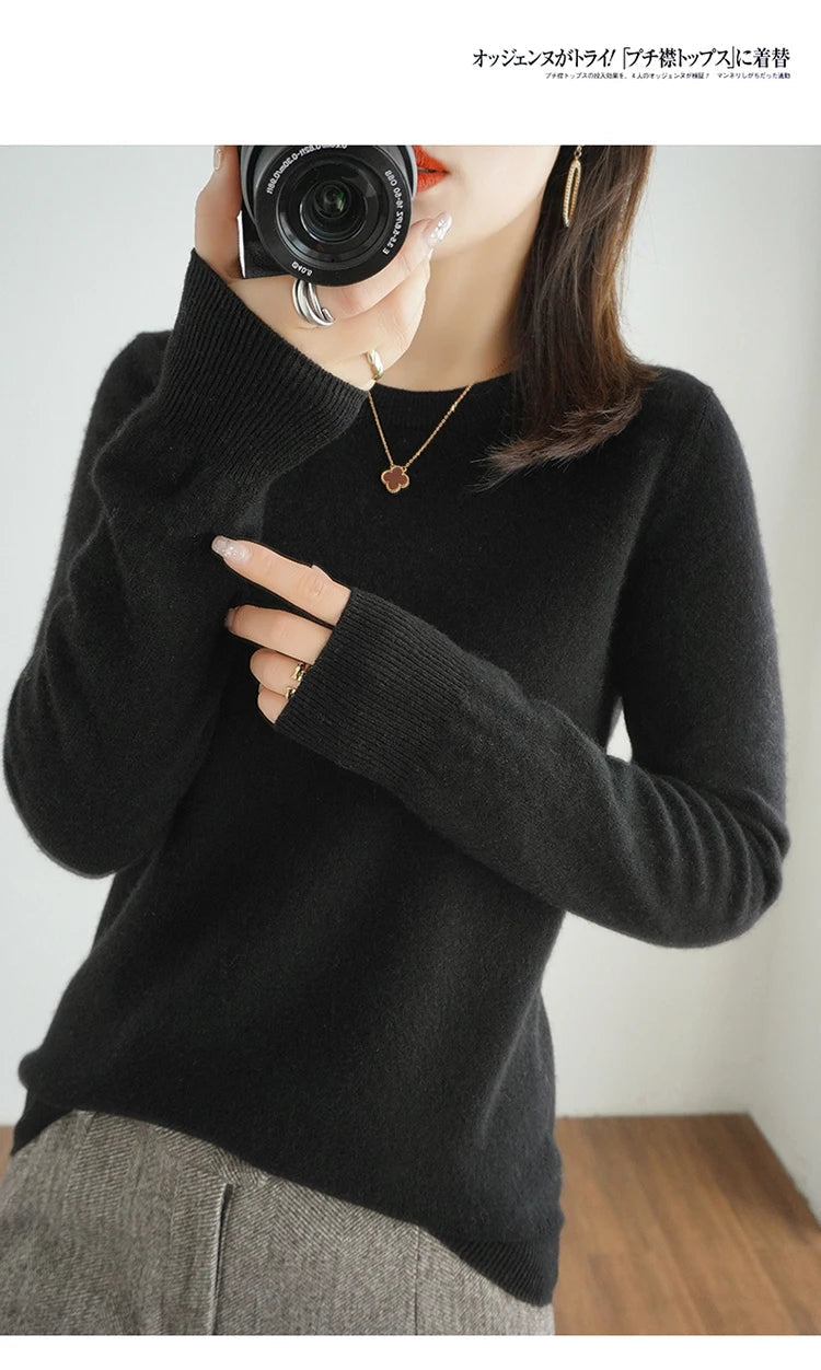 Autumn And Winter Cashmere Sweater Women's Crew Neck Pullover Casual Knitted Top Women's Short Undercoat Fashion 18 Colors SS69