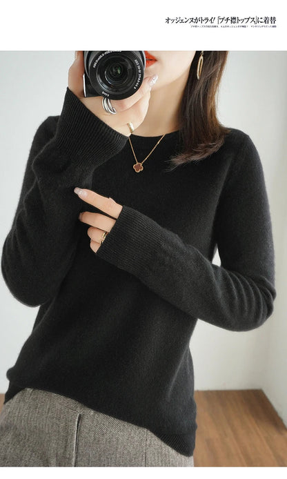 Autumn And Winter Cashmere Sweater Women's Crew Neck Pullover Casual Knitted Top Women's Short Undercoat Fashion 18 Colors SS69