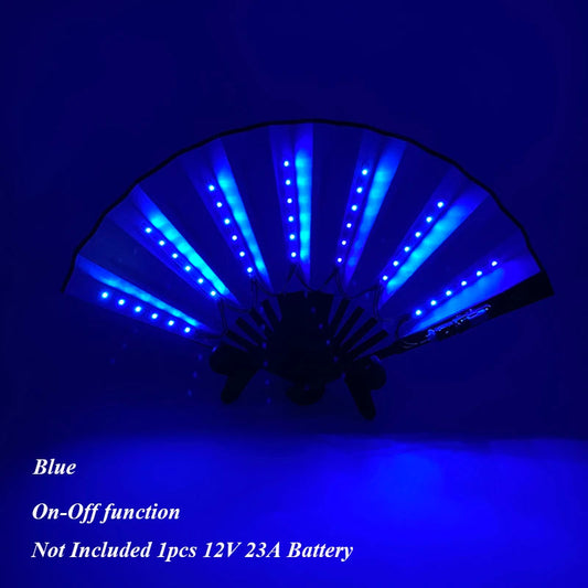 Beautiful Costumes Accessory Props Hand Fans 7 Colors For Choice Men Women Cool Decorative Glow Fan Light Up Disco Dance Night SS69 8.69 8 inches blue / one size