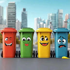 4 sheets/Set Cartoon Face Stickers,Self-Adhesive, Plastic Surface Compatible,Home Decoration Suitable for Trash Can, oilet Decor