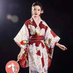 Women's Elegants Japanese Kimono Sexy Yukata with Obi Cosplay Costume National Novelty Evening Dress Printed Flower Geisha Gown