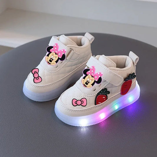 casual shoes Disney spring fall LED Toddler shoes children cartoon casual shoe Minnie soft-soled girls light up sneakers baby