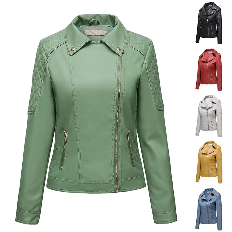 2025 Steampunk Rock Rivet Women's Leather Jacket Slim Short Streetwear Gothic Embroidery PU Leather Locomotive Coat Femme SS69