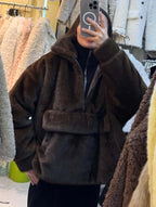 Mueyeruho Women's Faux Mink Fur Sweatshirt - Warm Brown Pullover