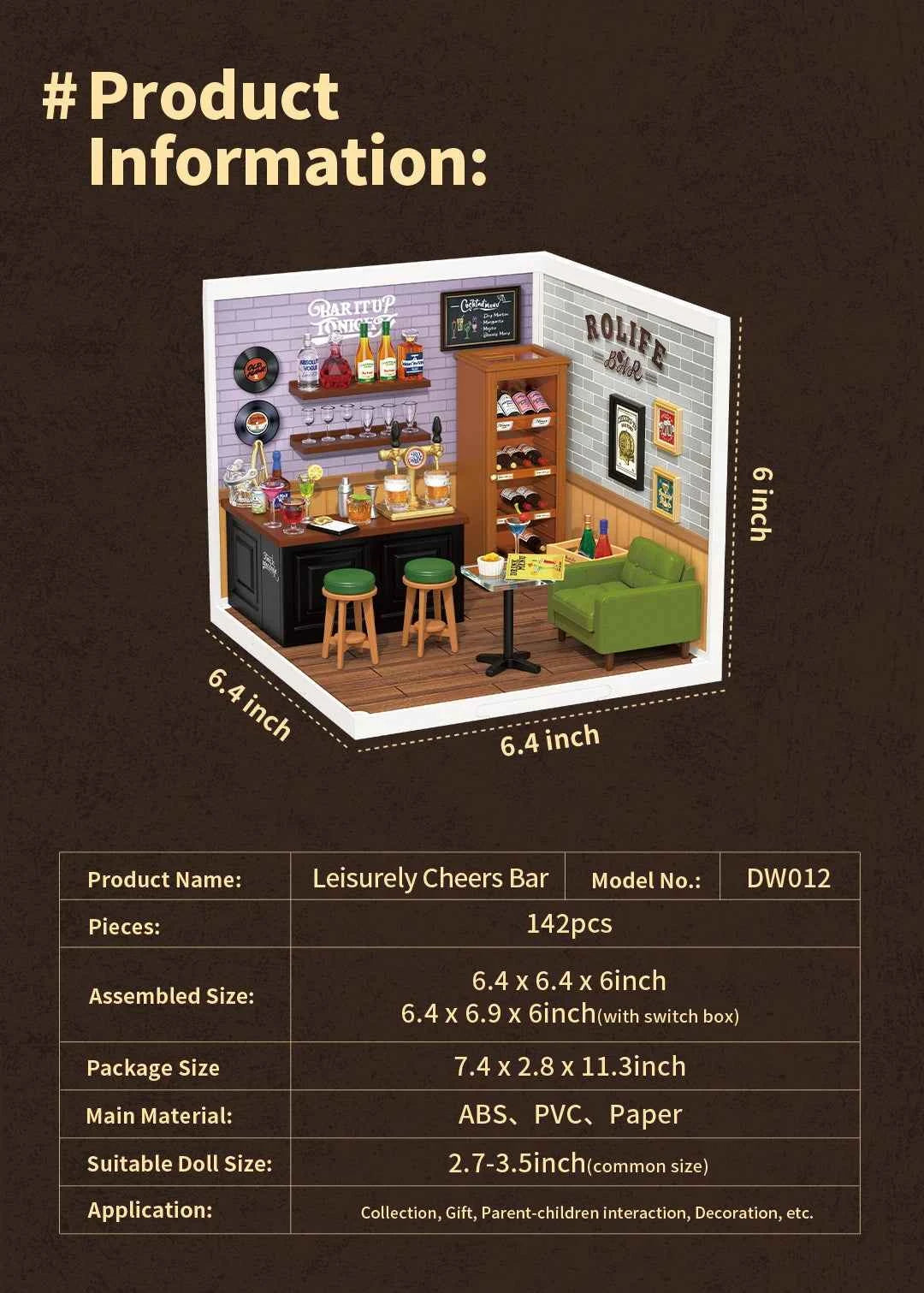 Robotime Rolife Super Creator Series Plastic Dollhouse Building Blocks for Kids Yum Burgers Leisurely Cheers Bar Sweet Sips Tea