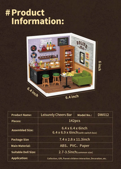 Robotime Rolife Super Creator Series Plastic Dollhouse Building Blocks for Kids Yum Burgers Leisurely Cheers Bar Sweet Sips Tea
