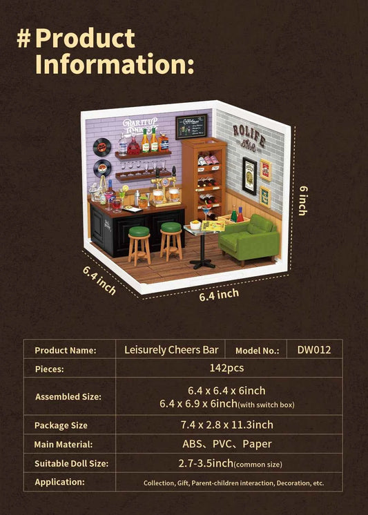 Robotime Rolife Super Creator Series Plastic Dollhouse Building Blocks for Kids Yum Burgers Leisurely Cheers Bar Sweet Sips Tea