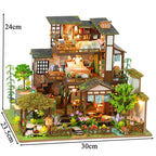 DIY Wooden Bamboo Spring Courtyard Casa Miniature Building Kits Bookend Assembled Dollhouses Bookshelf Home Decor Friends Gifts SS69