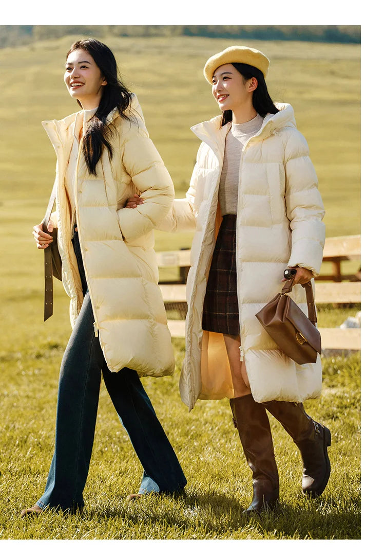 Semir Women's Long Hooded Down Jacket - 90% Duck Down