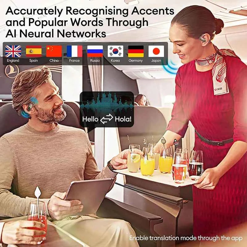 PAXA OpenAirUltra AI Translation Real Time 3-in-1 Translator Earbuds 145 Languages & Accents Bluetooth 5.4 Translating Earphones