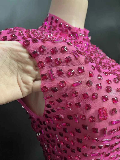 Elegant Luxury Crystal Party Dress Birthday Celebration Dress Bride Diamond Long Prom Dress Mother Formal Grand Party Dress