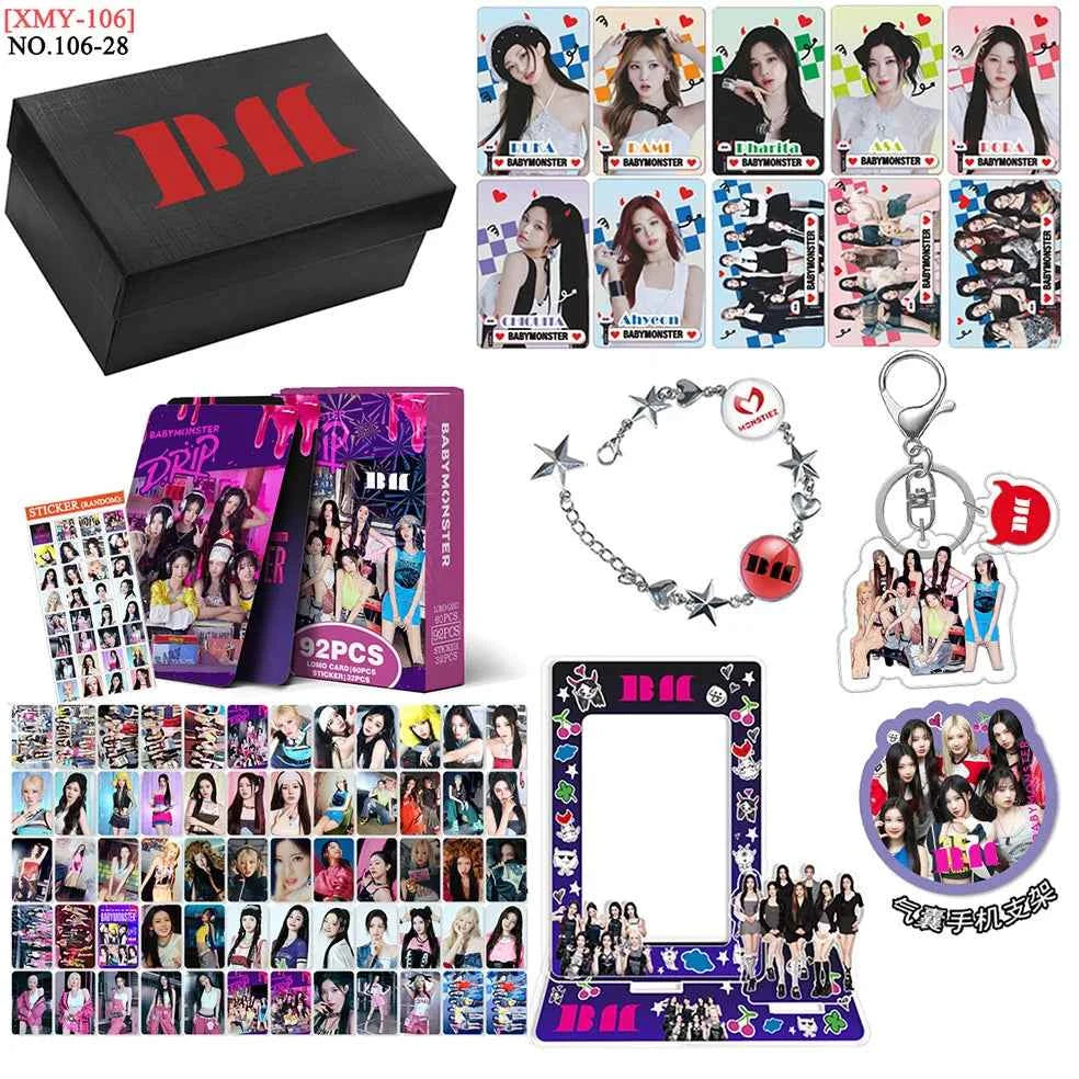 Kpop Idol BABYMONSTER BINI GIDLE ZB1 Gift Box Set Lomo Card Photocards Card Holder Keychains Acrylic Stand Bracelet Fans Gifts