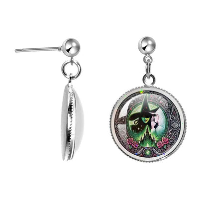 The Movie Wicked Elphaba&Linda Cosplay 20MM Glass Cabochon Earrings Jewelry Accessories Earring Jewelry Gift for Couple