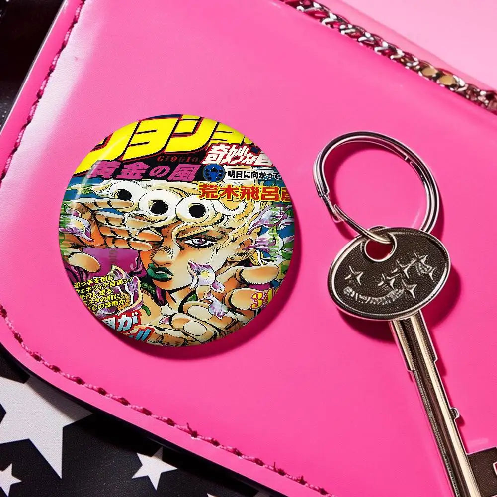 Anime JoJo Bizarre Adventure Soft Button Pin Round Metal Badge Lapel Pin Parts Gift Friends Kid Jewelry