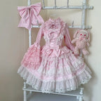 French Lolita Strap Dress Lace Patchwork Cosplay Outfit Y2K Vintage Elegant Girls Sweet Party Kawaii Dress Women Clothing 2026