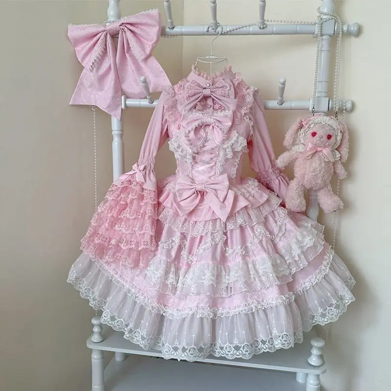 French Lolita Strap Dress Lace Patchwork Cosplay Outfit Y2K Vintage Elegant Girls Sweet Party Kawaii Dress Women Clothing 2026