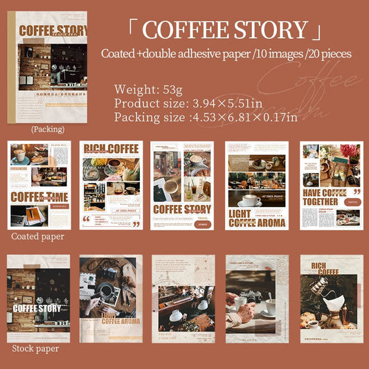20 pcs Large Size Vintage Coffee Magazine Material Paper Aesthetic Material Book Retro Scrapbooking Journaling Decor Stationery SS69 8.69 B
