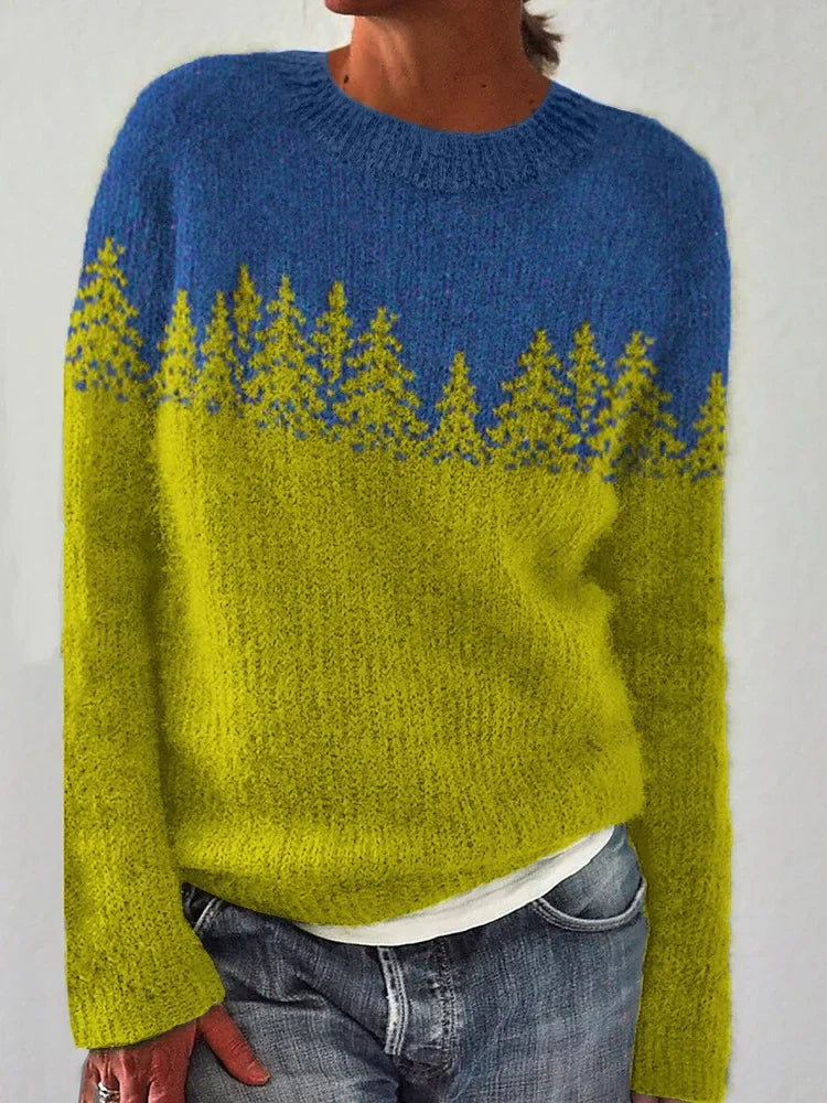 Spring Knitted Women's Sweater O-neck Long Sleeve Casual Loose Sweater Elegant Trendy Print Female Winter Fashion Ladies Clothes