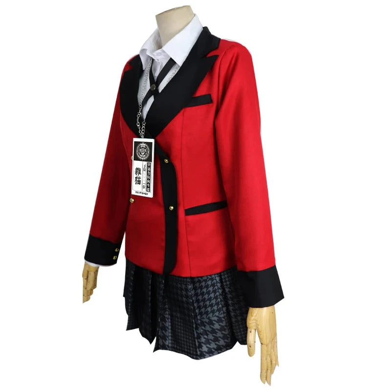 Anime Kakegurui Cosplay Costume Kirari Momobami Uniform Yumeko Sayaka Compulsive Gambler Japanese School Girl Pleated Skirt Suit SS69