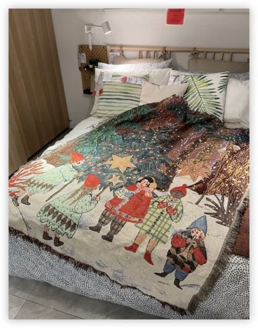 Santa Claus Christmas Throw Blanket 130x155cm Polyester Cotton Blend