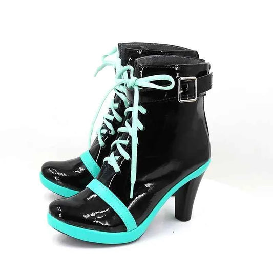 in stock Anime Miku Cosplay Full Set Costume Miku 16TH Cosplay Leather Midi Sexy Dress Halloween Carnival Party JK Uniform