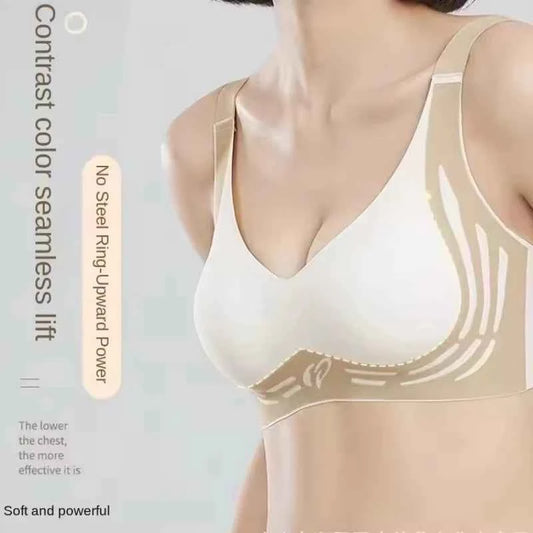 Plus Size Everyday Bra for Woman  Sport Double Support Seamless Brassiere Top No-trace Push Up Bra Padded Fixed Cup Underwear