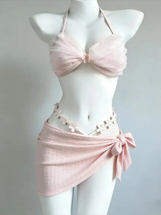 YUNZHAOLUCN Women's High Waist 4-Piece Bikini Set Solid Polyester Swimwear
