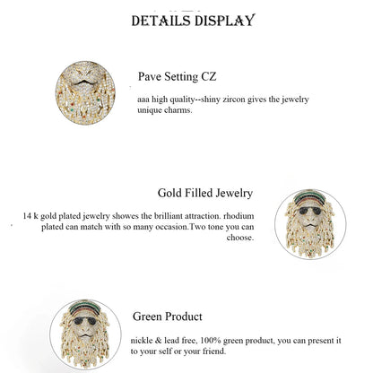 VANAXIN Cool Lion Head Design Pendants  Necklaces Handsome for Men Big Punk Luxury Jewellery Friendship Gift Gold Color Gift SS69