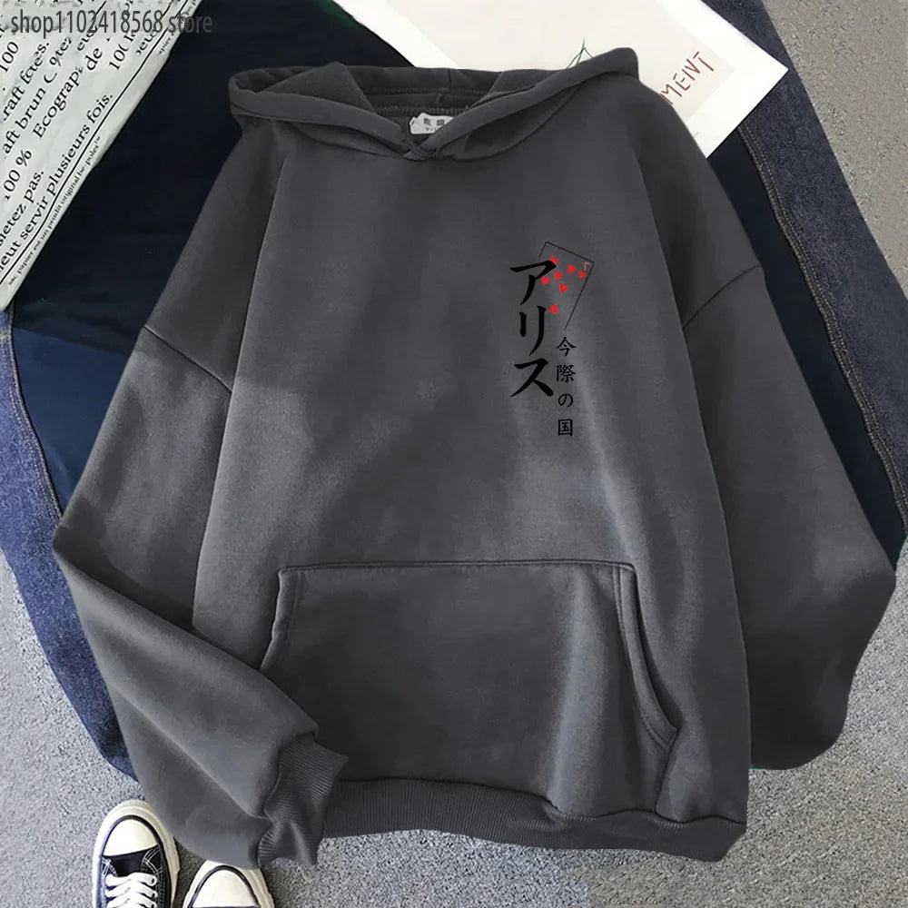 Arisu Seven of Heart Hoodie Anime Alice In Borderland Sweatshirt Spring/Autumn Winter Clothes Harajuku Pullover Men Graphic Tops SS69