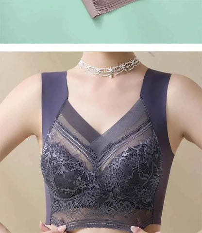 L-6L Women Large Bra Push Up Ice Silk Seamless Upper Bralette Lace Wireless Summer Bras Top Lingerie Underwear Brasieres Mujeres