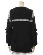Mine Series Japanese Embroidery Bow Sail Collar Black Long Sweatshirt Coat Women Hoodie Lolita Sweet Girls Pink Hoodies Jacket