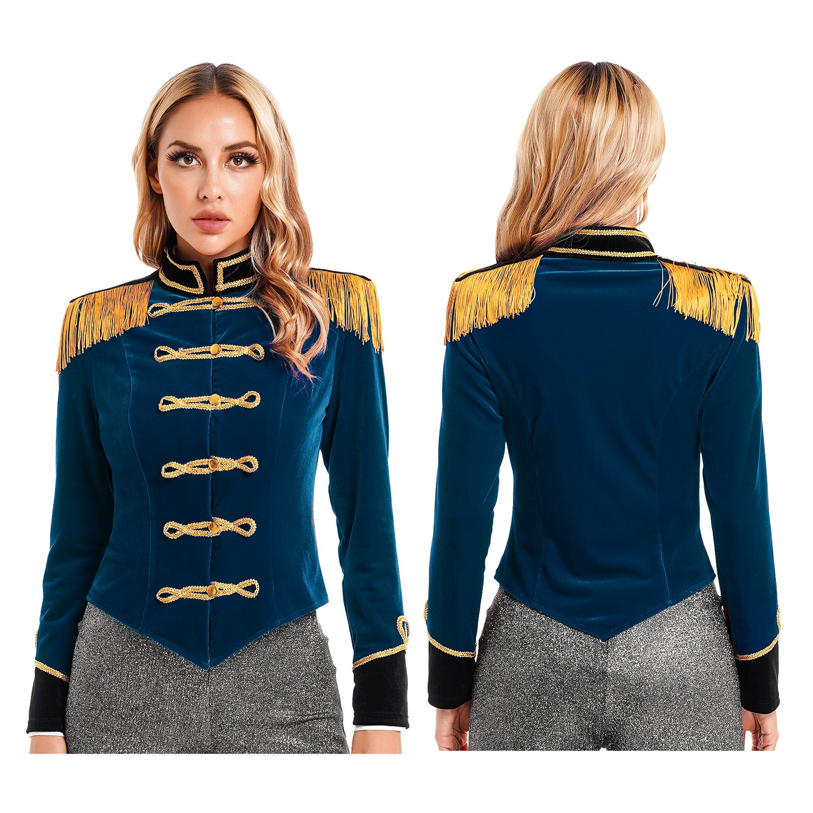 Women Circus Ringmaster Costume Showman Majorette Tassel Tailcoat Jacket Halloween Carnival Lion Tamer Cosplay Costumes