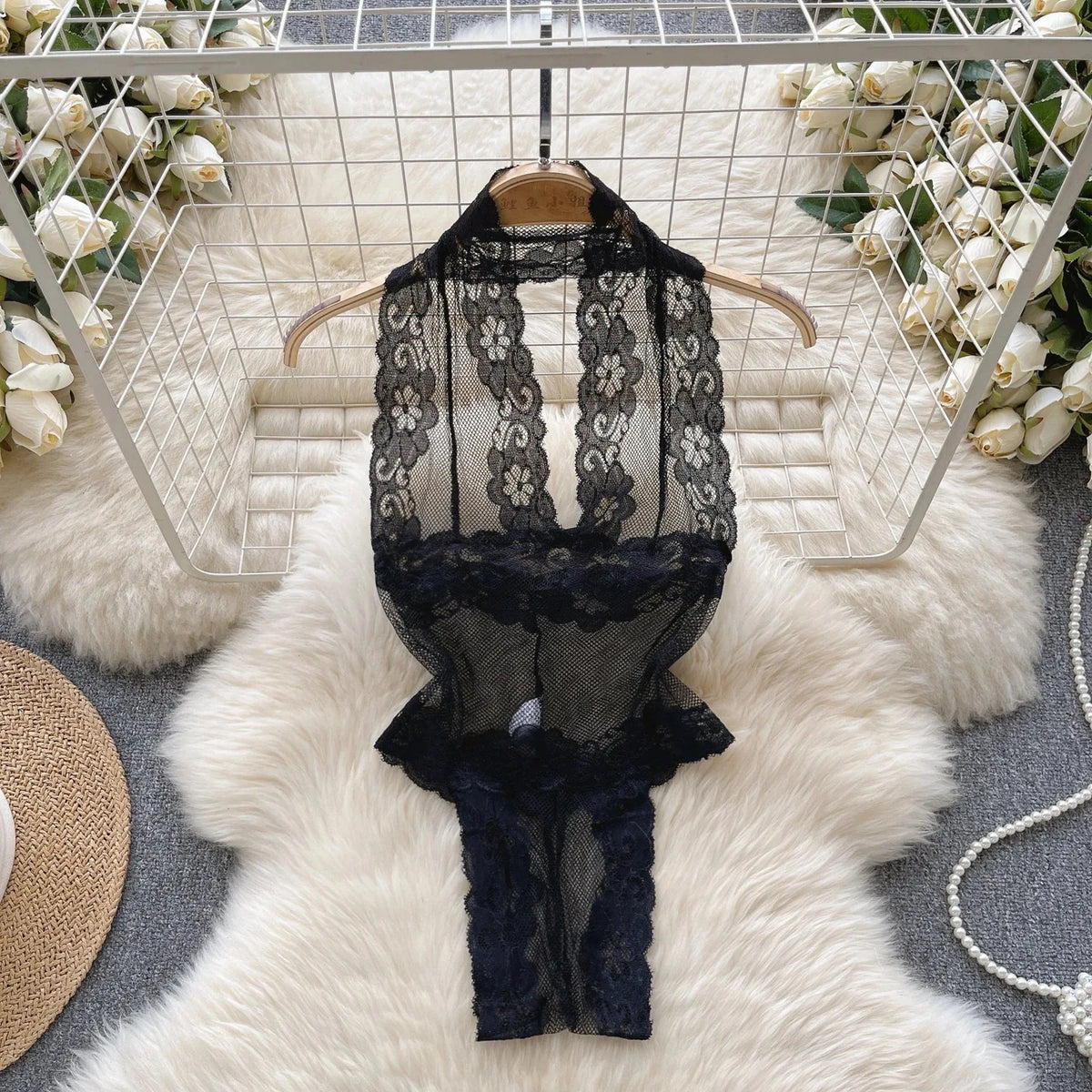 Women Hotsweet Sexy Drawstring Lace Up Design Halter Playsuits Fashion Transparent Bodysuits Slim Hollow Out Summer Rompers  New