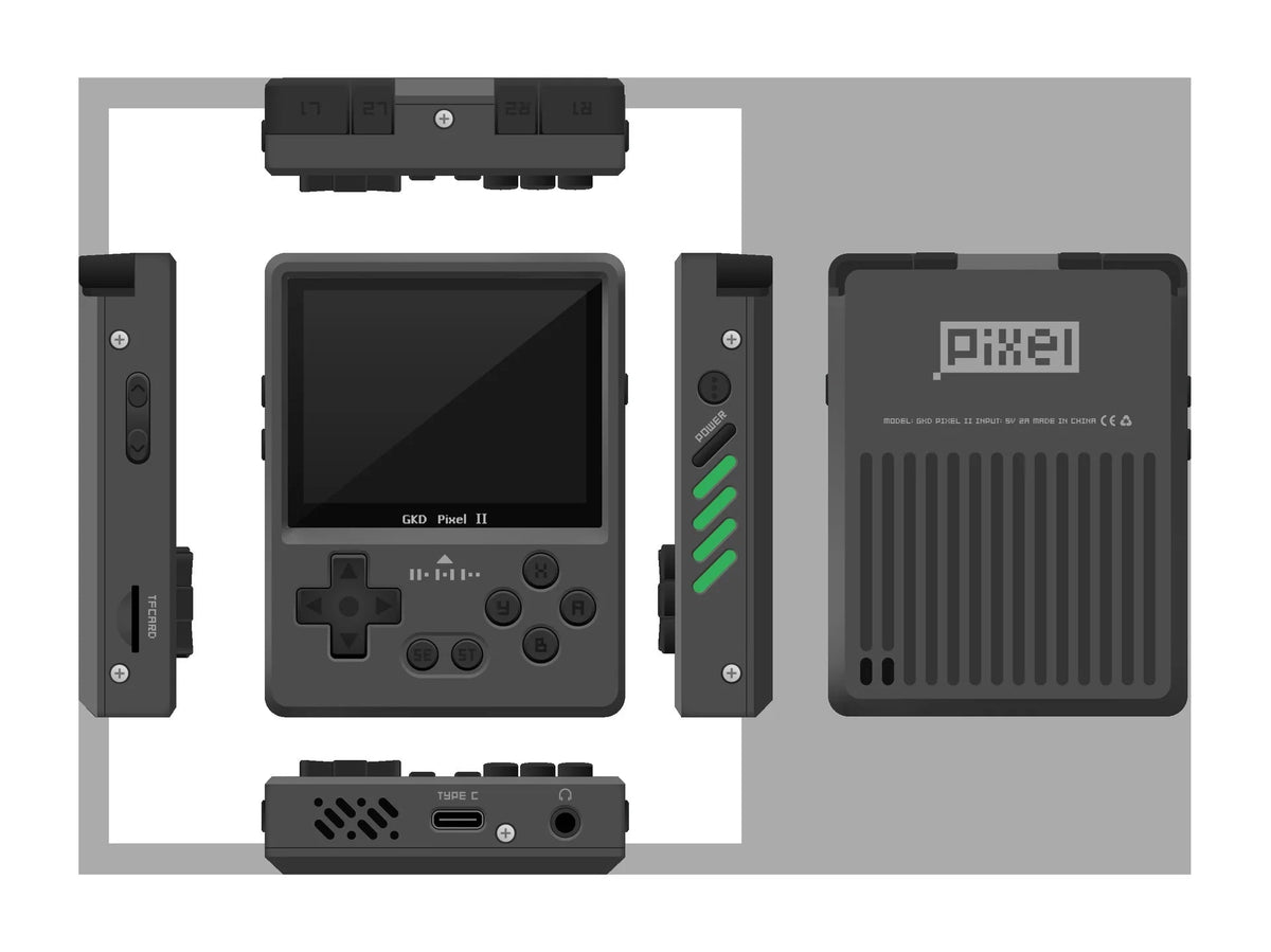 Gkd Pixel 2 Handheld Game Console Portable Retro Nostalgia Game Console Arcade Game Full Metal Body Cnc Gamer Customized Gift SS69