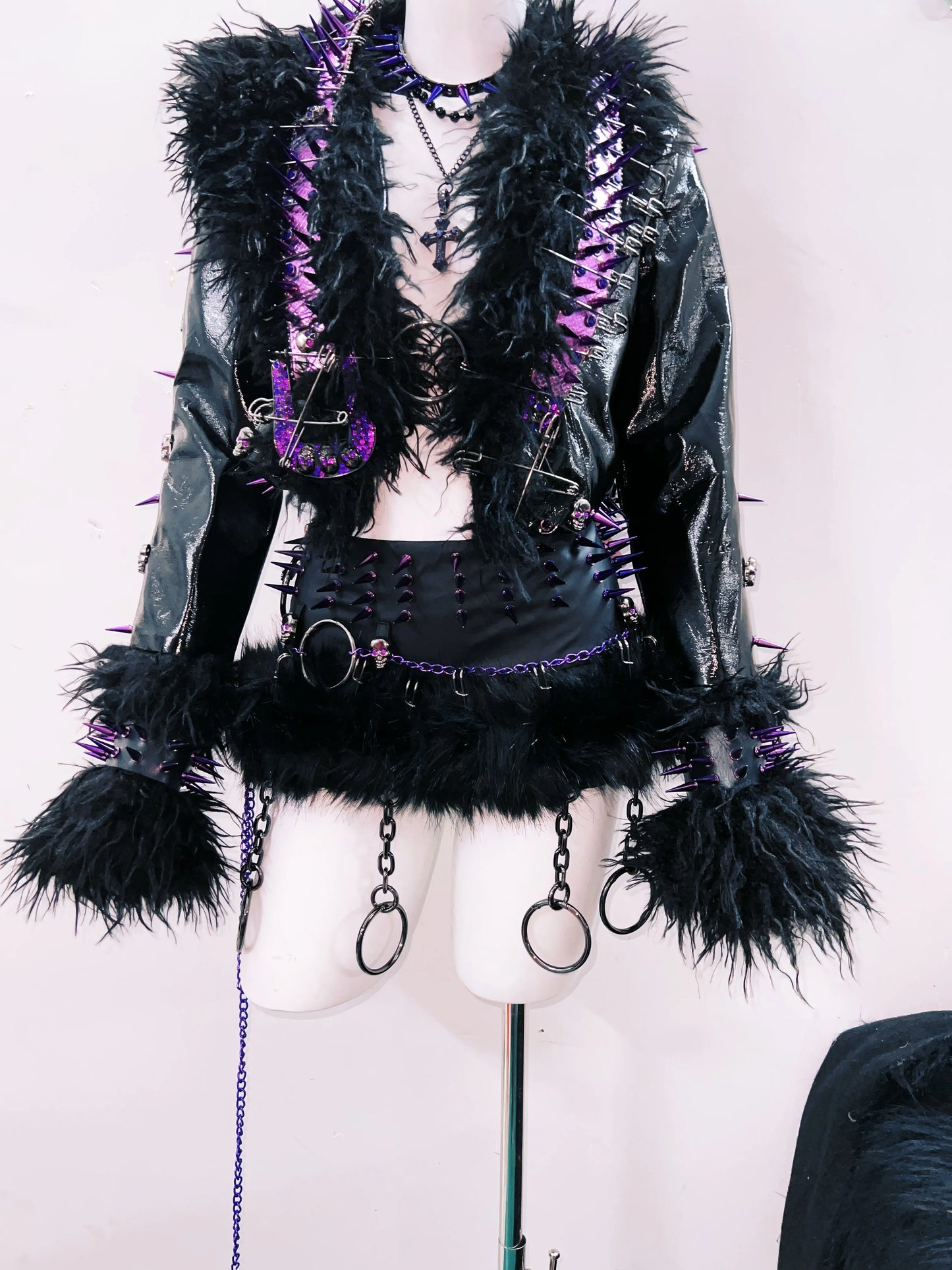 rivet Leather jacket Skull Leather jacket Gothic Leather jacket y2k Leather jacket Harajuku Leather jacket Unique Leather jacket