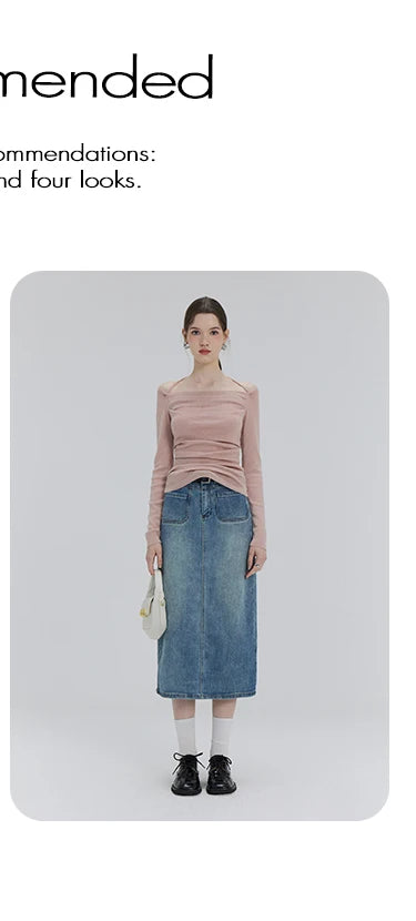 EGGKA Autumn One-shoulder Halter Neck Knitted Tops Women Slim Designer T-Shirts Slash Neck Long Sleeve Tops Korean Fashion Tees SS69