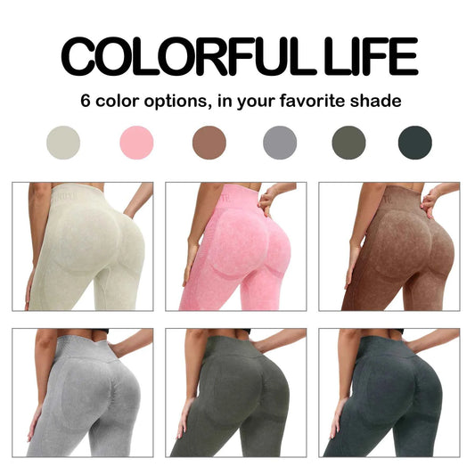 2 Pack Women's High Waisted Sexy Butt Lifting Seamless Solid Color Yoga Leggings Elastic And Breathable Fitness Sports Pants
